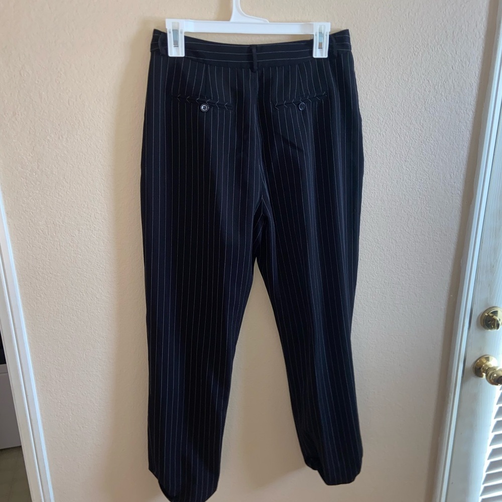 vintage striped trousers black dress slacks high waist glamour fashion y2k pants - Picture 9 of 11